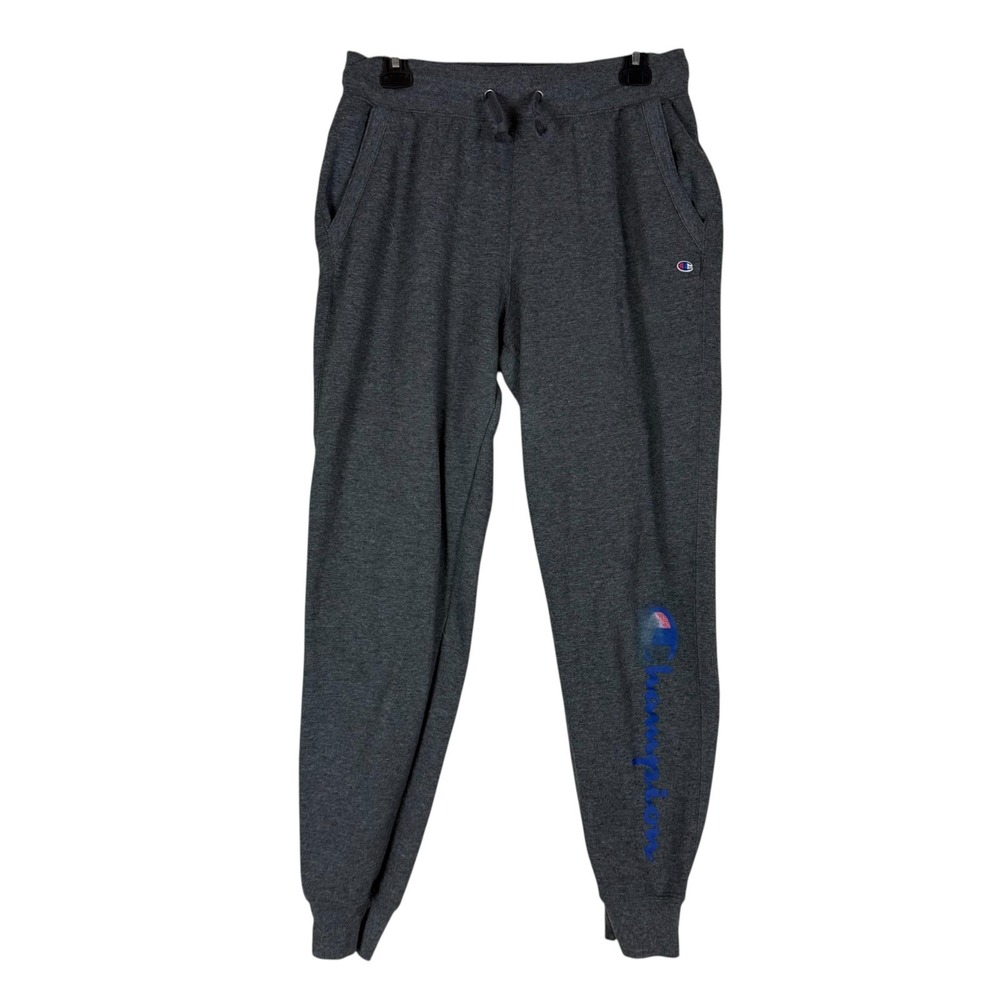Champion Sweatpants Mens Medium Gray Fleece Joggers Drawstring Elastic Pockets